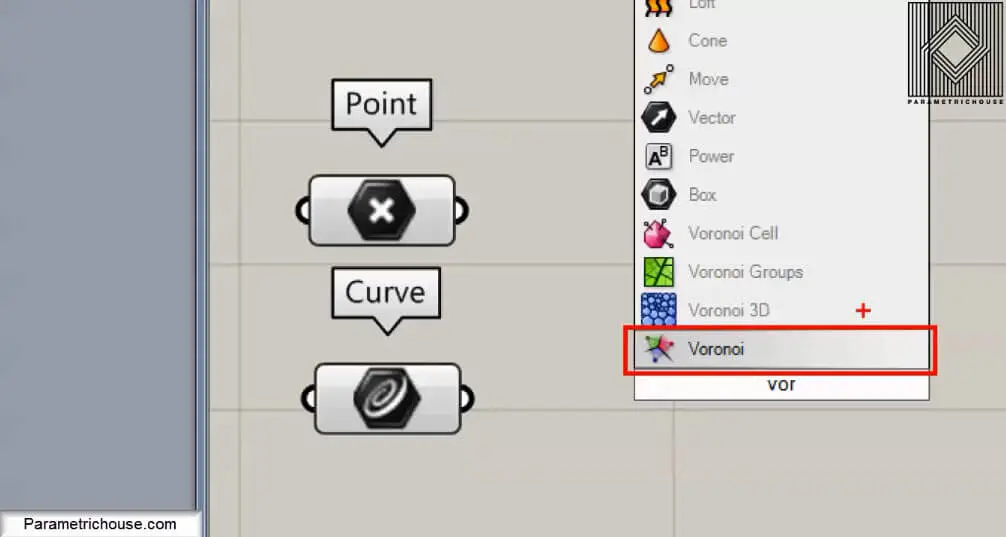 Grasshopper Voronoi component search and point and curve inputs