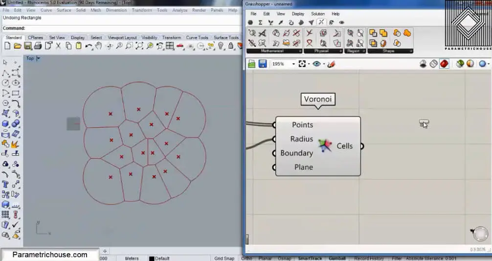 Voronoi circles displayed with a large boundary