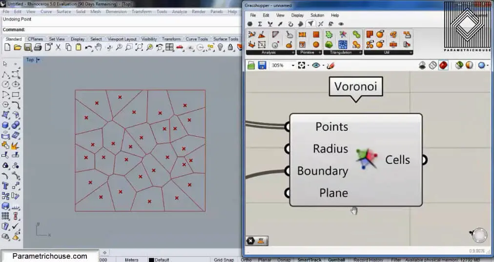 Voronoi component with generated cells in Grasshopper