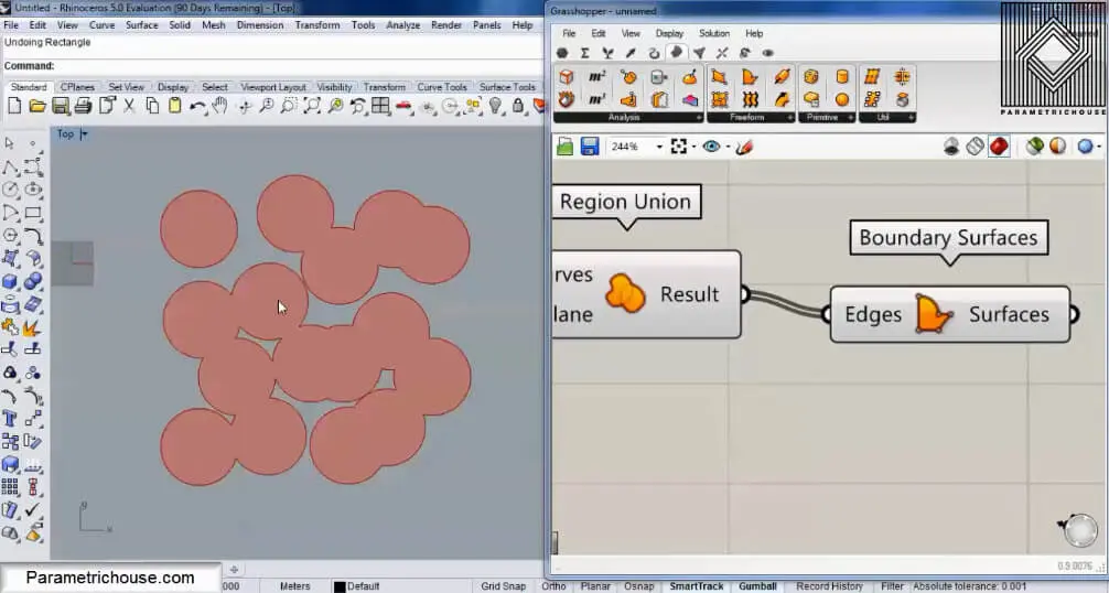 Region Union and Boundary Surfaces applied to Voronoi circles