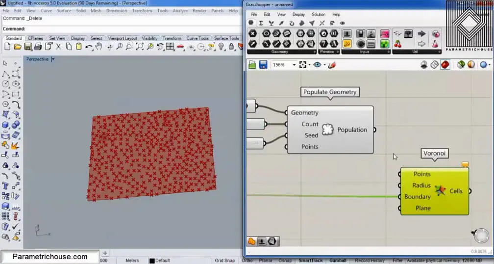 Populate Geometry feeding random points into Voronoi